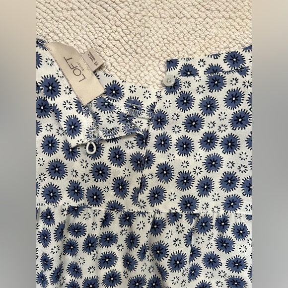 LOFT Ruffle Top/Blouse | Color: Blue,White,black Print | Size: XS - Picture 9 of 15